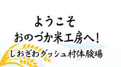 ようこそおのづか米工房へ！しおざわダッシュ村体験場